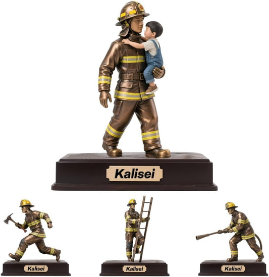 Personalized Fireman Desktop Ornament Sign Custom Firefighter Name Desk Sign Art Flat Acrylic Plaque for Home Men Cave Desk Decor Plaque Gifts for Firefighter Dad Birthday Christmas from Kids