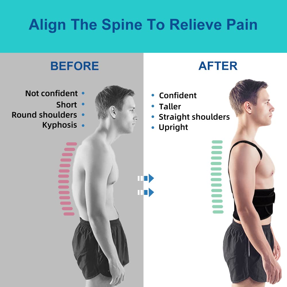 Posture Corrector for Men and Women,Adjustable Back Brace for Upper and Lower Back Pain Relief - Improve and Neck,Shoulder,Back Relieve S(24"-29")