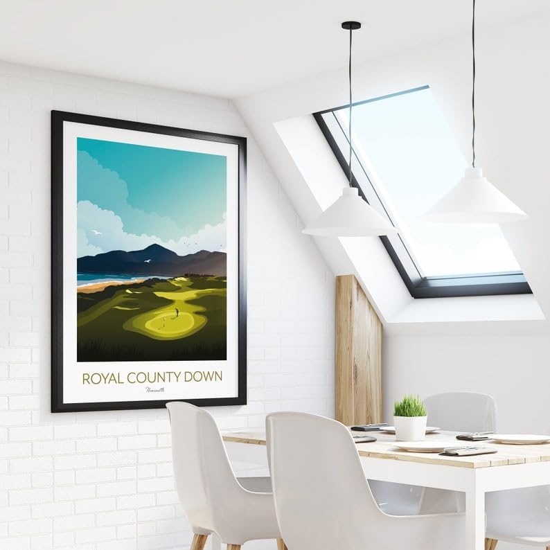 Nationcog Golf Print Ireland - Royal County Down - Links Course, Royal County Down Poster, Newcastle Golf Course Print, Golf Wall Art, Scenic Golf Landscape, Golfer Gift (Unframed) (9x11)