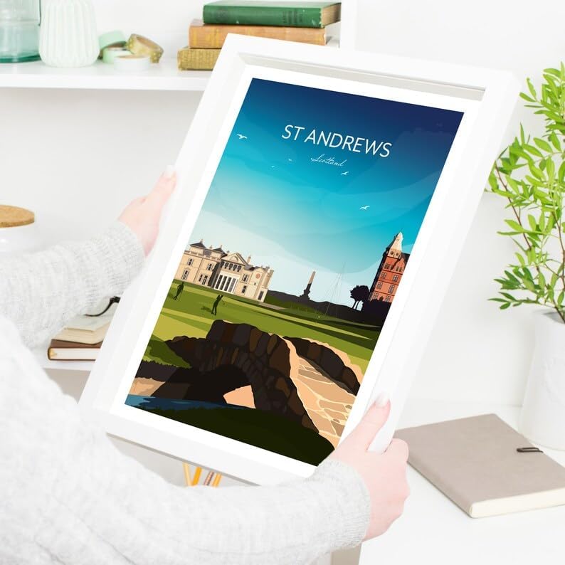 Nationcog Golf Print of St Andrews 18th Hole - Scotland, St Andrews Golf Poster, Vintage Golf Travel Poster, Scotland Golf Course Art, Golf Course Wall Art, St Andrews Print (Unframed) (24x36)