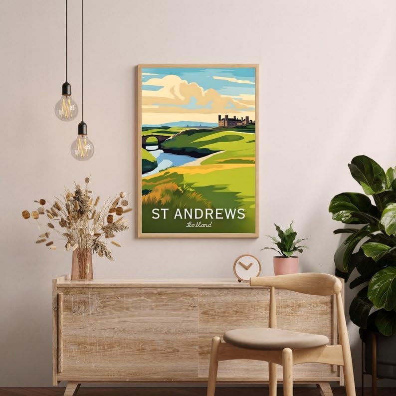 Nationcog St Andrews Golf Wall Art Poster, Scotland Heritage Course Print for Living Room or Study, Classic Golf Decor for Men, Golf Gift for Dad or Golf Enthusiasts (Unframed) (12x18)