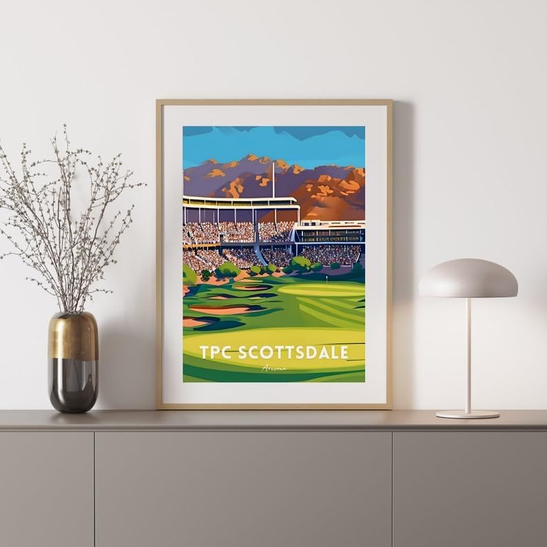 Nationcog TPC Scottsdale Golf Wall Art Poster, Arizona Desert Golf Course Print for Office or Bedroom, Vintage Sports Decor for Men, Unique Dad or Husband Gift Idea (Unframed) (16x24)