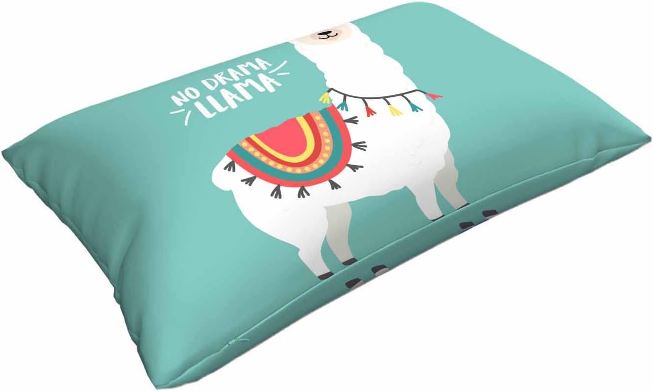 Mugod Rectangle Throw Pillow Cover Cute Cartoon White Llama No Drama,Decorations Cushion Case for Sofa Couch 20x30 Inches Pillowcase