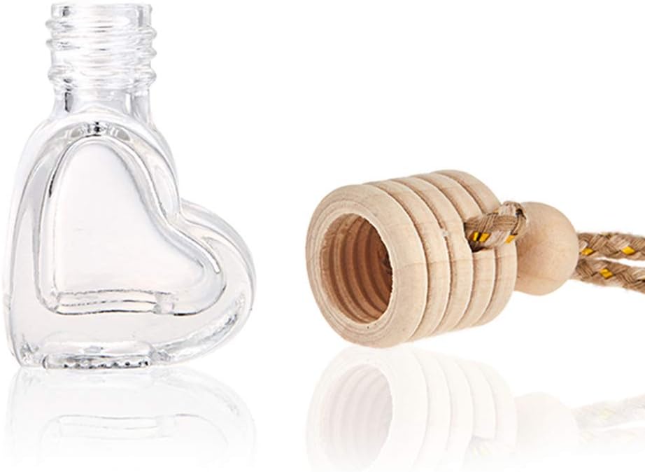 Car Aromatherapy Essential Oil Diffuser, 10 Pack Car Air Freshener Hanging Perfume Bottle Fragrance Decor Accessories Auto Window Ornament (heart)