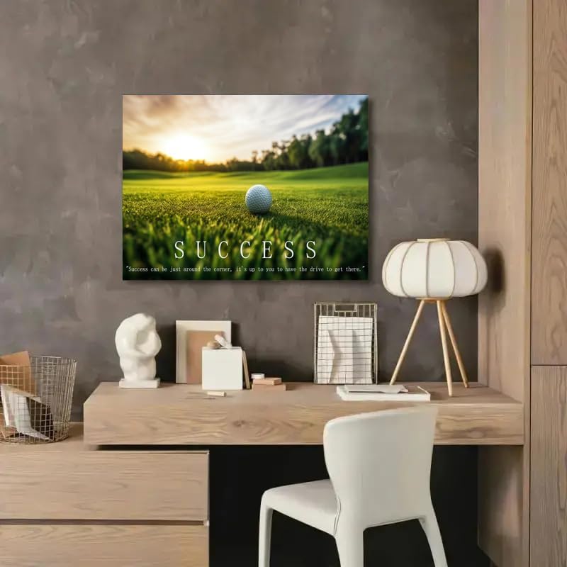 Golf Inspirational Quotes Wall Art Posters Pictures for Gallery Room Aesthetic Living Room Bathroom Bedroom Decor (24×36inch_Framed)