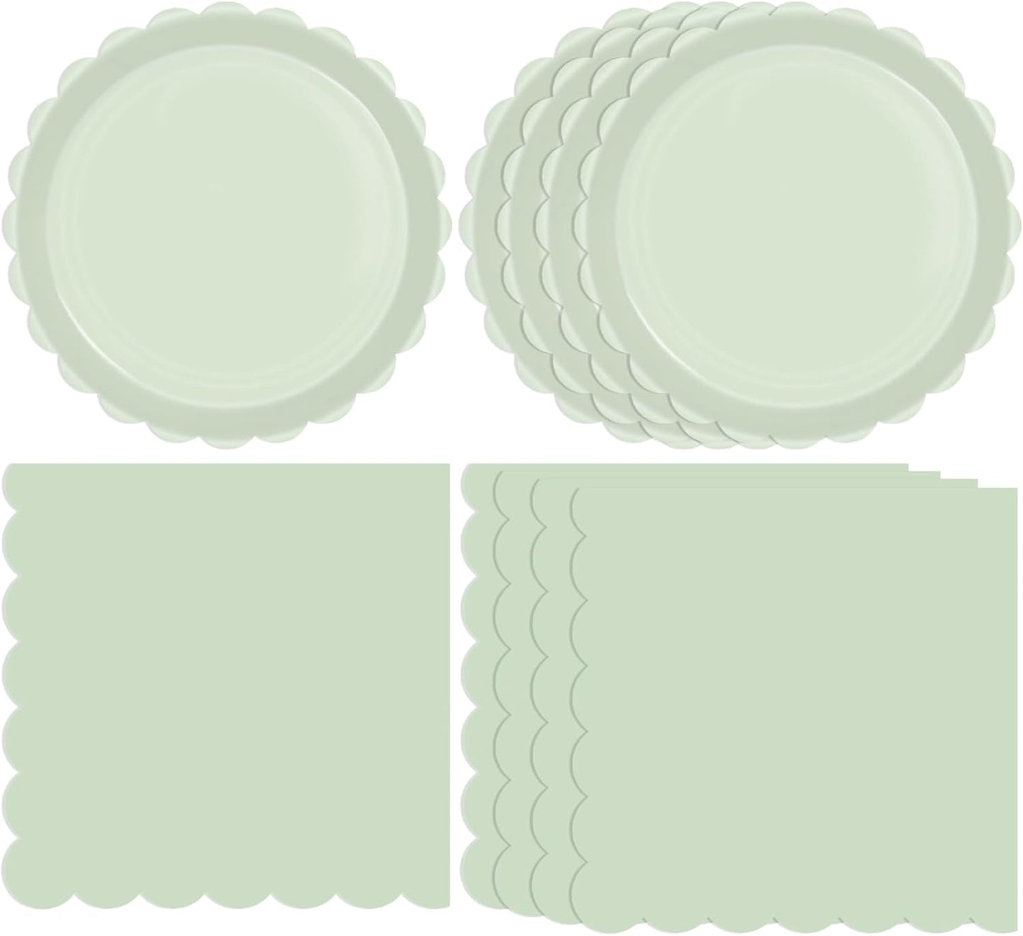 40 PCS Sage Green Party Decorations Birthday Party Disposable Tableware Party Favors Sage Green Plates and Napkins Party Supplies for Birthday Wedding Bridal Baby Shower Serve 20