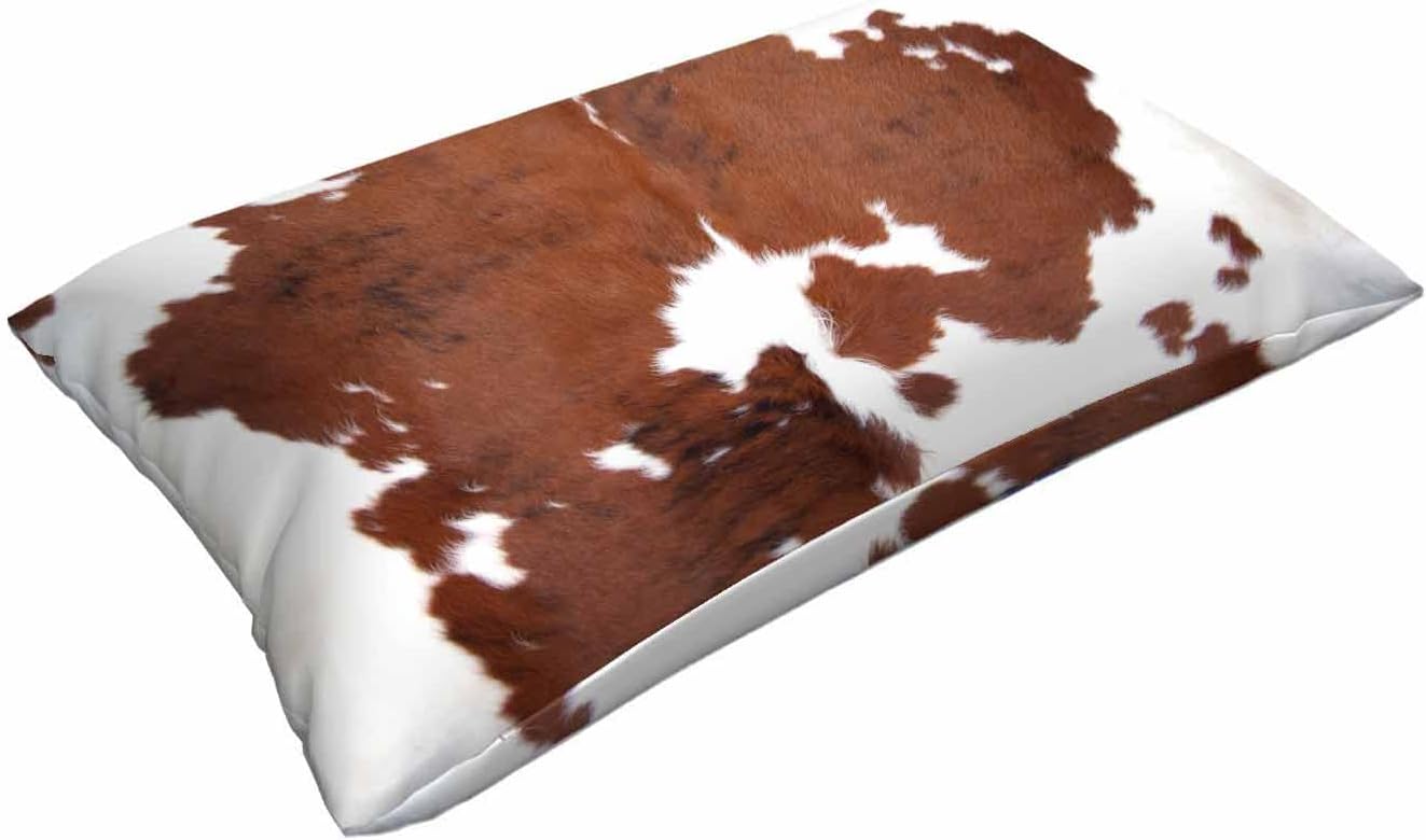 Mugod Throw Pillow Case Real Brown Cow Cowhide Pattern,Decorative Home Cushion Cover Home Rectangle 20x30 Inches Pillowcases