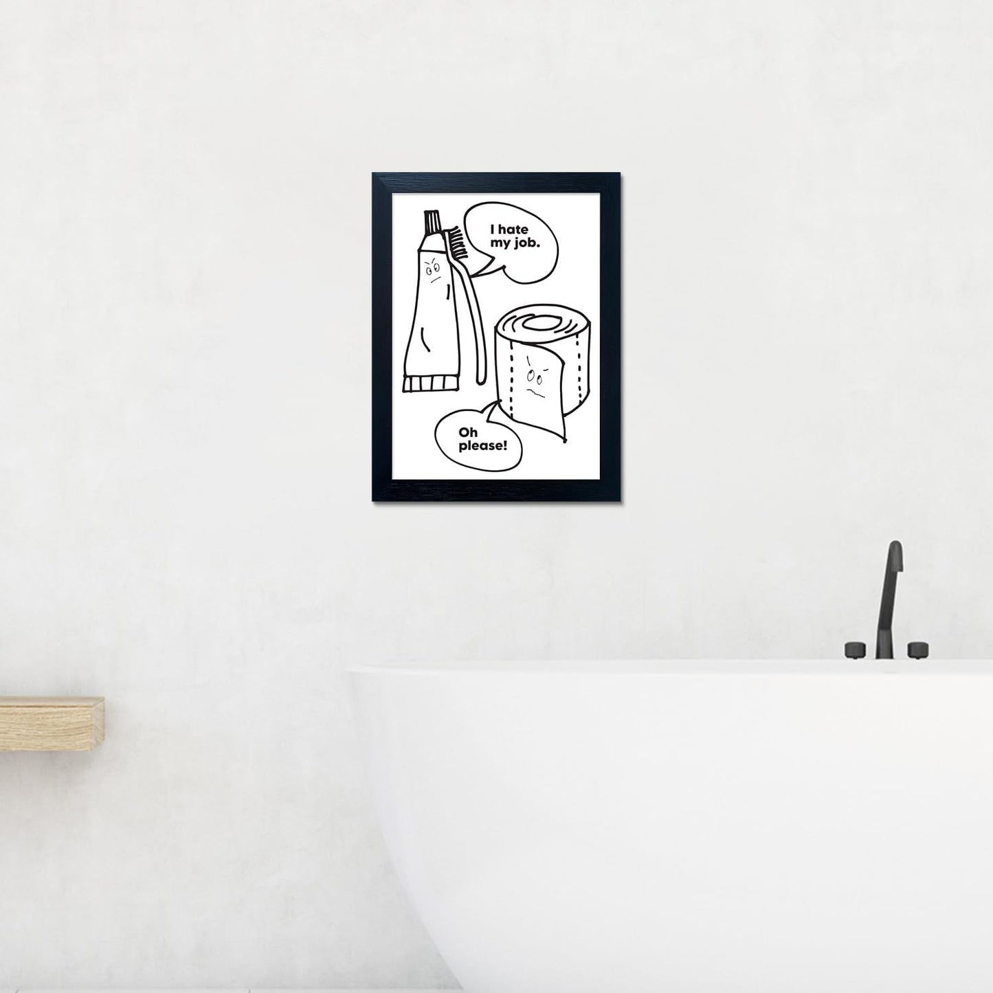 Black and White Bathroom Wall Decor Funny Bathroom Quote Wall Art Framed Cute Canvas Print Pictures Artwork for Wall