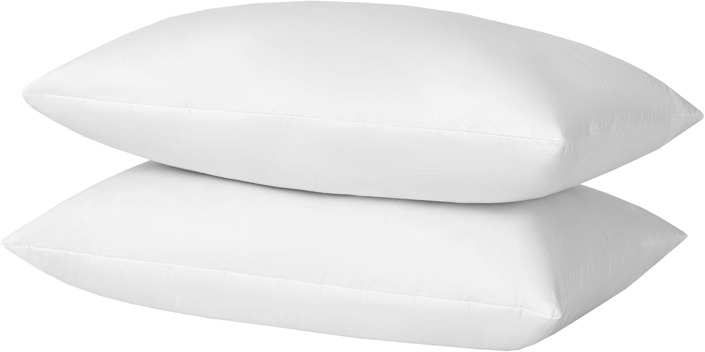 Basic home14x24 Decorative Throw Pillow Inserts-Down Feather Pillow Inserts-Oblong-Cotton Fabric-Set of 2-White.