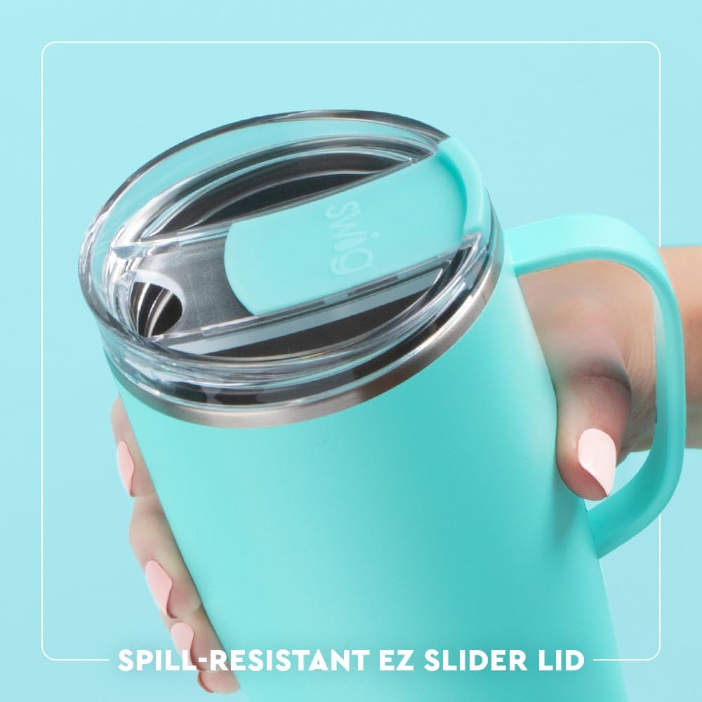 Swig Life 22oz Travel Mug, Insulated Tumbler with Handle and Lid, Travel Coffee Mug, Cup Holder Friendly, Stainless Steel 22 oz Tumbler, Reusable Insulated with Lid (Sherbet Stripe)