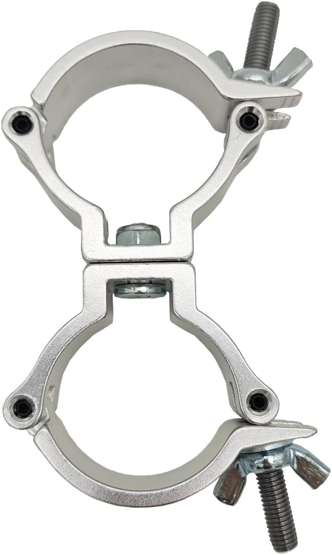 2Pcs 2 Inch Swivel Truss Clamp, Dual Swivel Coupler Pipe Clamps Heavy Duty Stage Lighting Mount Bracket Aluminum Alloy 220 Lbs for 48-51 mm Pipe Black for Stage Lighting