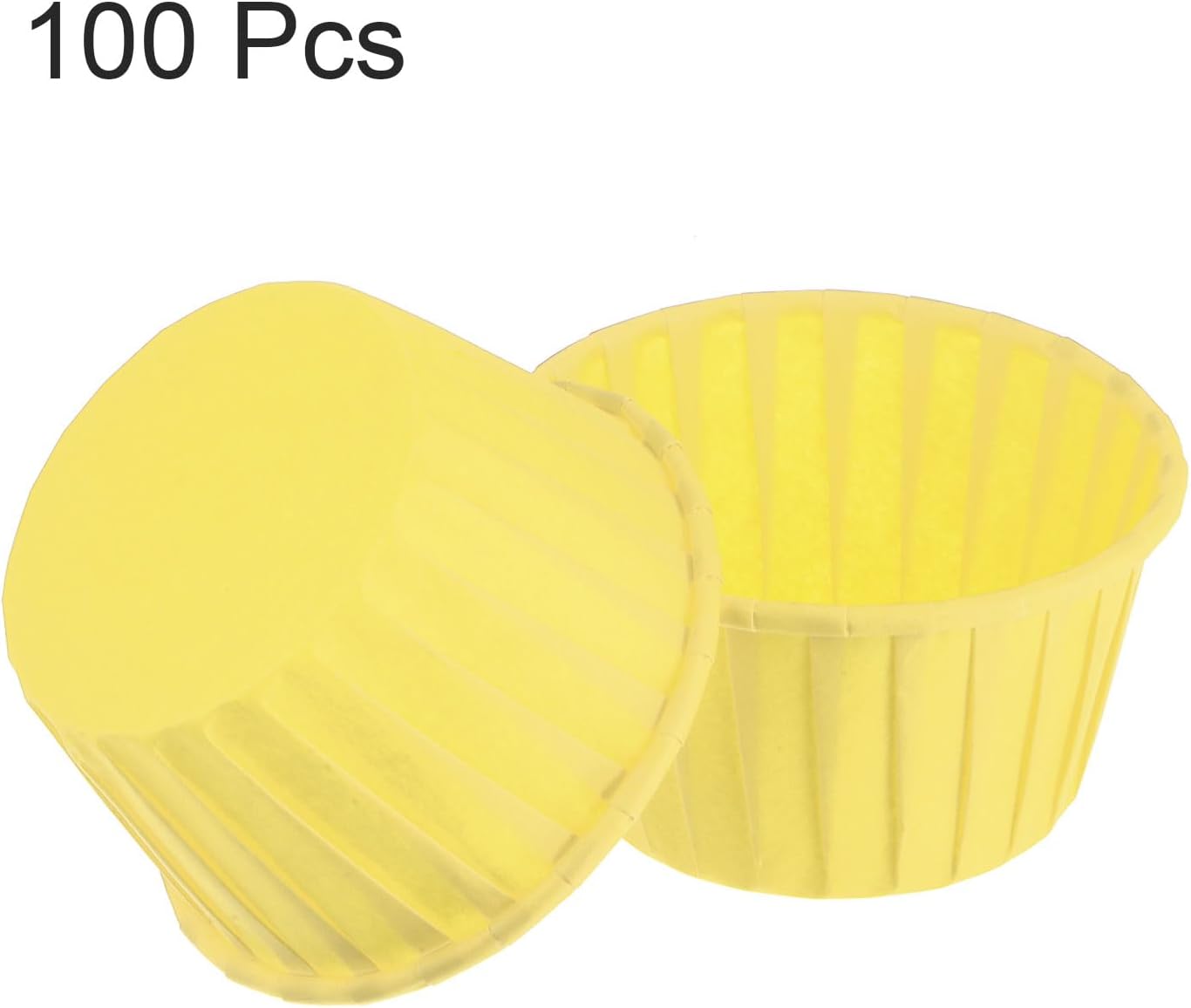 HARFINGTON 100Pcs Cupcake Baking Cups 3.5oz Standard Size Paper Cupcake Liners Greaseproof Wrappers Disposable for Wedding Birthdays Christmas Dessert, Yellow