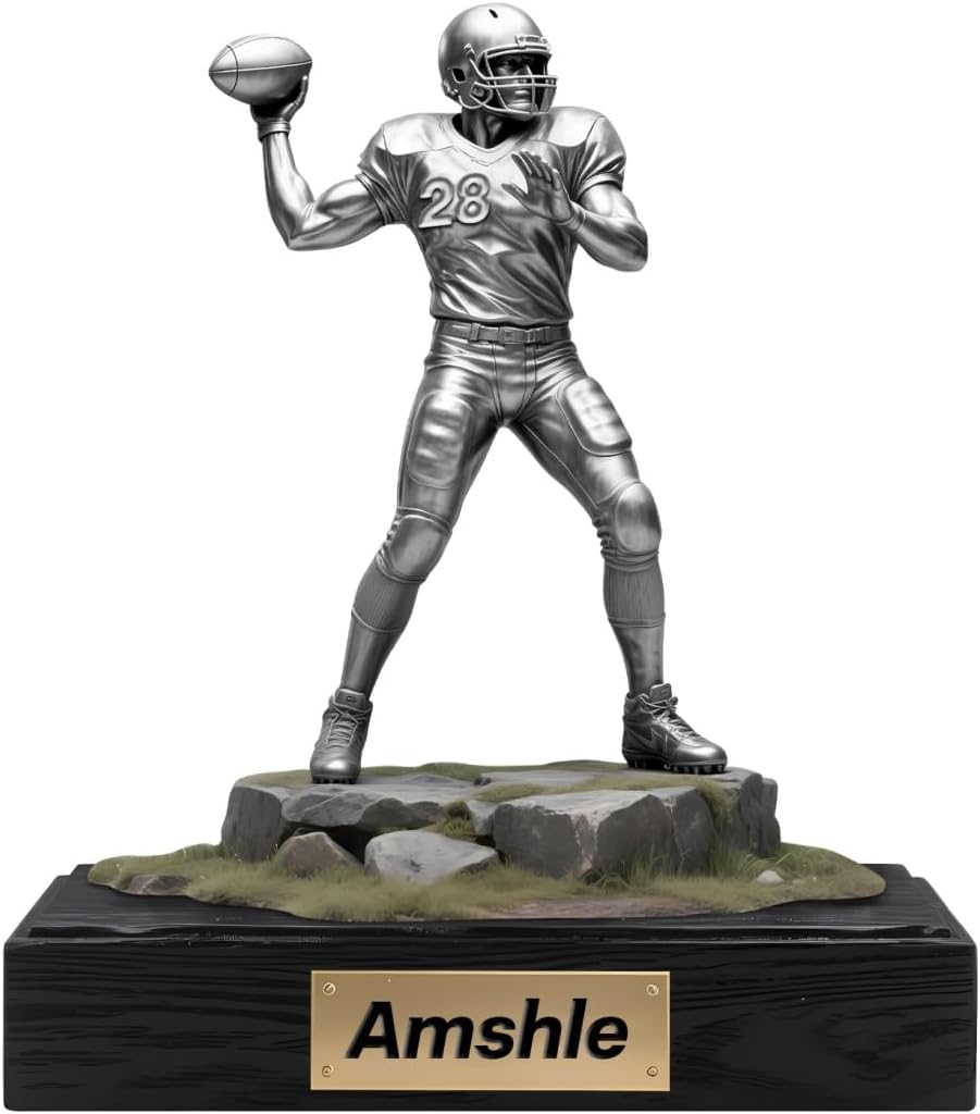 Personalized Football Player Ornament Sign Custom Name Flat Desk Sign Art Football Lovers Acrylic Plaque Home Garage Men Cave Desk Decor Plaque Gifts for Man Dad Christmas Birthday Decoration