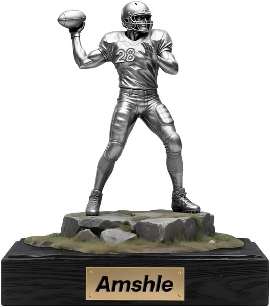 Personalized Football Player Ornament Sign Custom Name Flat Desk Sign Art Football Lovers Acrylic Plaque Home Garage Men Cave Desk Decor Plaque Gifts for Man Dad Christmas Birthday Decoration