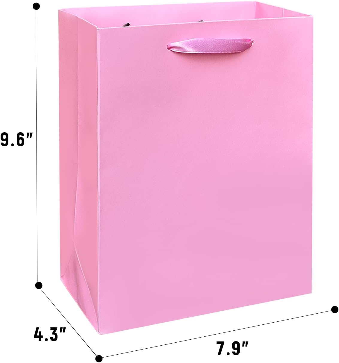 Gcardist Pink Gift Bags with Tissue Paper for Wedding, Birthday, Party - Medium Size Cardboard Gift Bags (5pcs + 10pcs Tissue Paper)