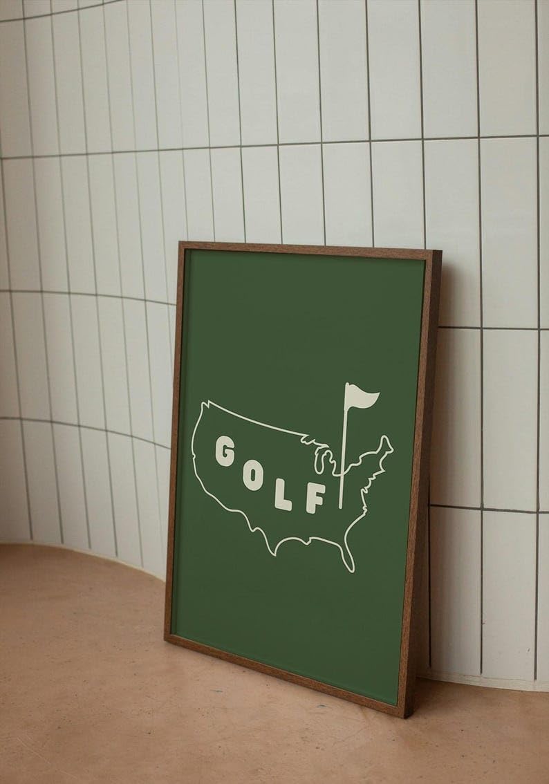 USA Golf Poster, Vintage American Golf Course Wall Art Print, Retro Sports Decor with Golf Ball Design, Stylish Golf Wall Decor for Home, Office, or Man Cave (Unframed) (9x11)