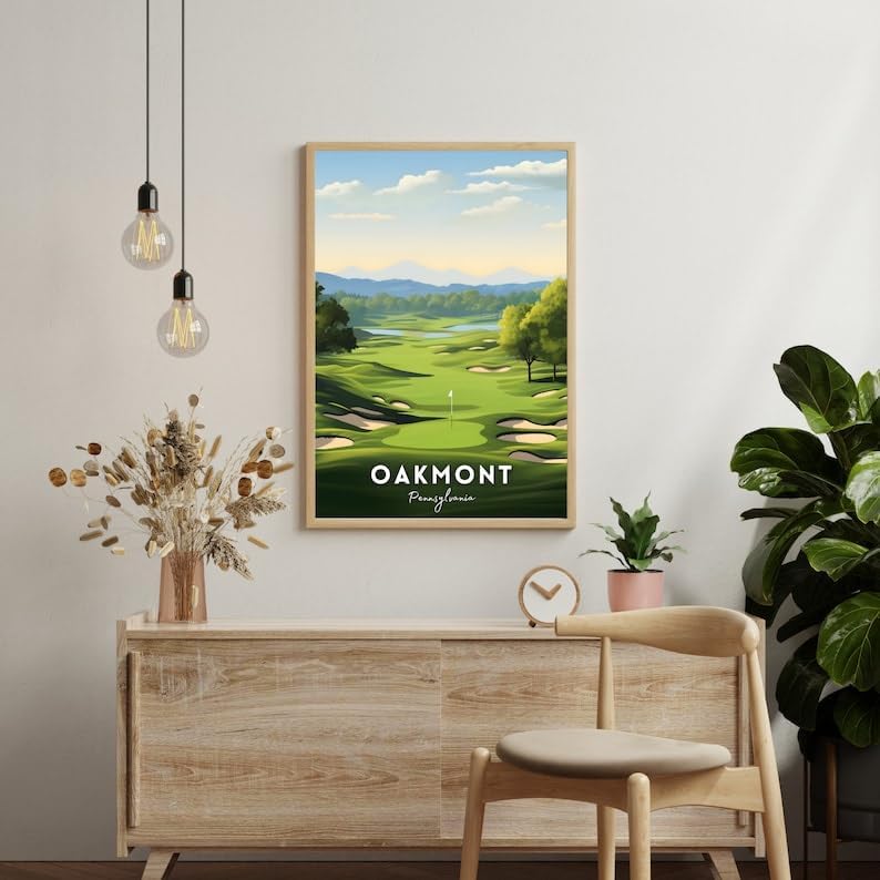 Oakmont Golf Course Poster, Vintage Pennsylvania Travel Wall Art Print, Retro Country Club Artwork, Classic Golf Decor Gift for Enthusiasts (Unframed) (12x18)