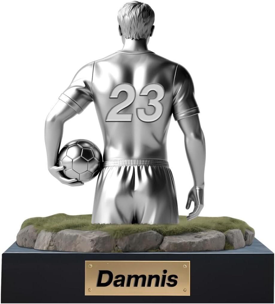 Personalized Soccer Acrylic Ornament Sign with Name Number Custom Soccer Player Flat Desk Sign Sports Lovers Acrylic Plaque Home Garage Men Cave Desk Decor Gifts for Birthday Christmas