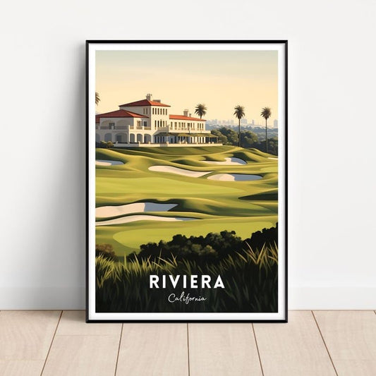 Nationcog Riviera Golf Poster, Vintage California Travel Style Wall Art Print, Retro Scenic Golf Artwork, Classic Decor for Office, Man Cave or Home (Unframed) (16x24)