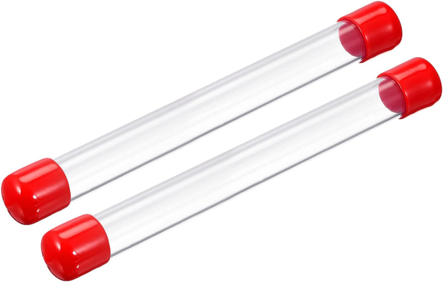 PATIKIL Clear Rigid Tube Round Plastic Tubing with Red Rubber Caps Polycarbonate Water Pipe, 305mm/ 12 Inch Length, 16mmx20mm/0.63"x0.8", 2 Set