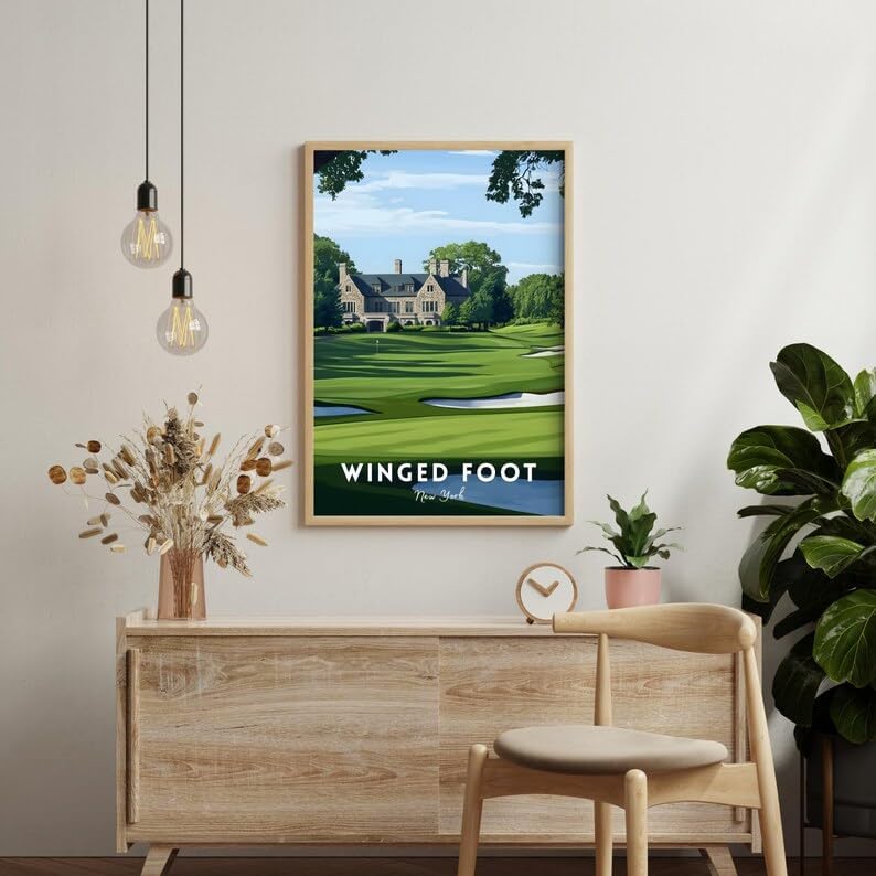 Nationcog Winged Foot Golf Wall Art Print, Classic New York Course Poster for Office or Home, Vintage Decor for Men, Thoughtful Gift for Dad or Husband, Timeless Golf Art (Unframed) (9x11)