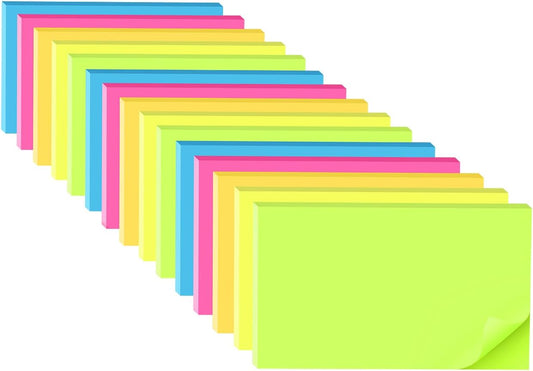 (15 Pads) Sticky Notes 3x5 in Bright Stickies Colorful Super Sticking Power Memo Pads Strong Adhesive