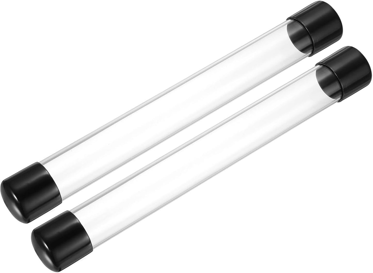 PATIKIL Clear Rigid Tube Round Plastic Tubing with Black Rubber Caps Polycarbonate Water Pipe, 305mm/ 12 Inch Length, 31mmx35mm/1.22"x1.38", 2 Set