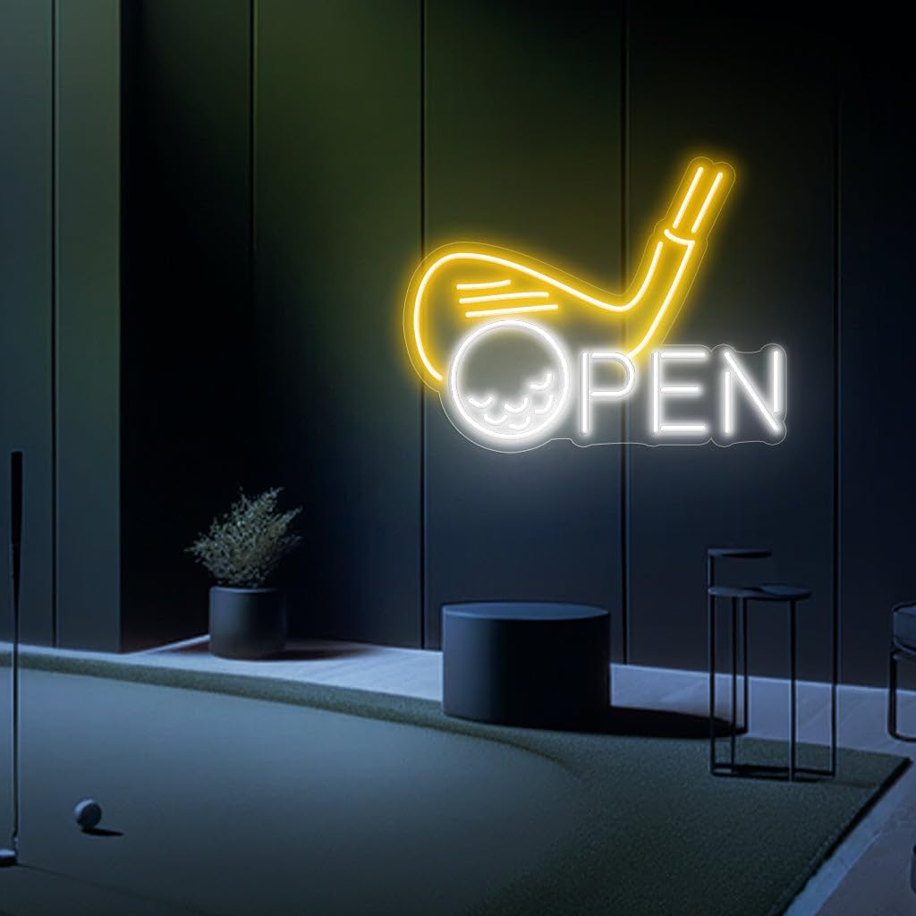NEONGRAND Golf Neon Sign (LARGE - 24x18.5'') Golf Open Led Sign Golf Led Light Personalized Golf Golf Wall Art Custom Golf Neon Sign Golf Wall Decors Golf Open Gifts (24""x18.5""), White