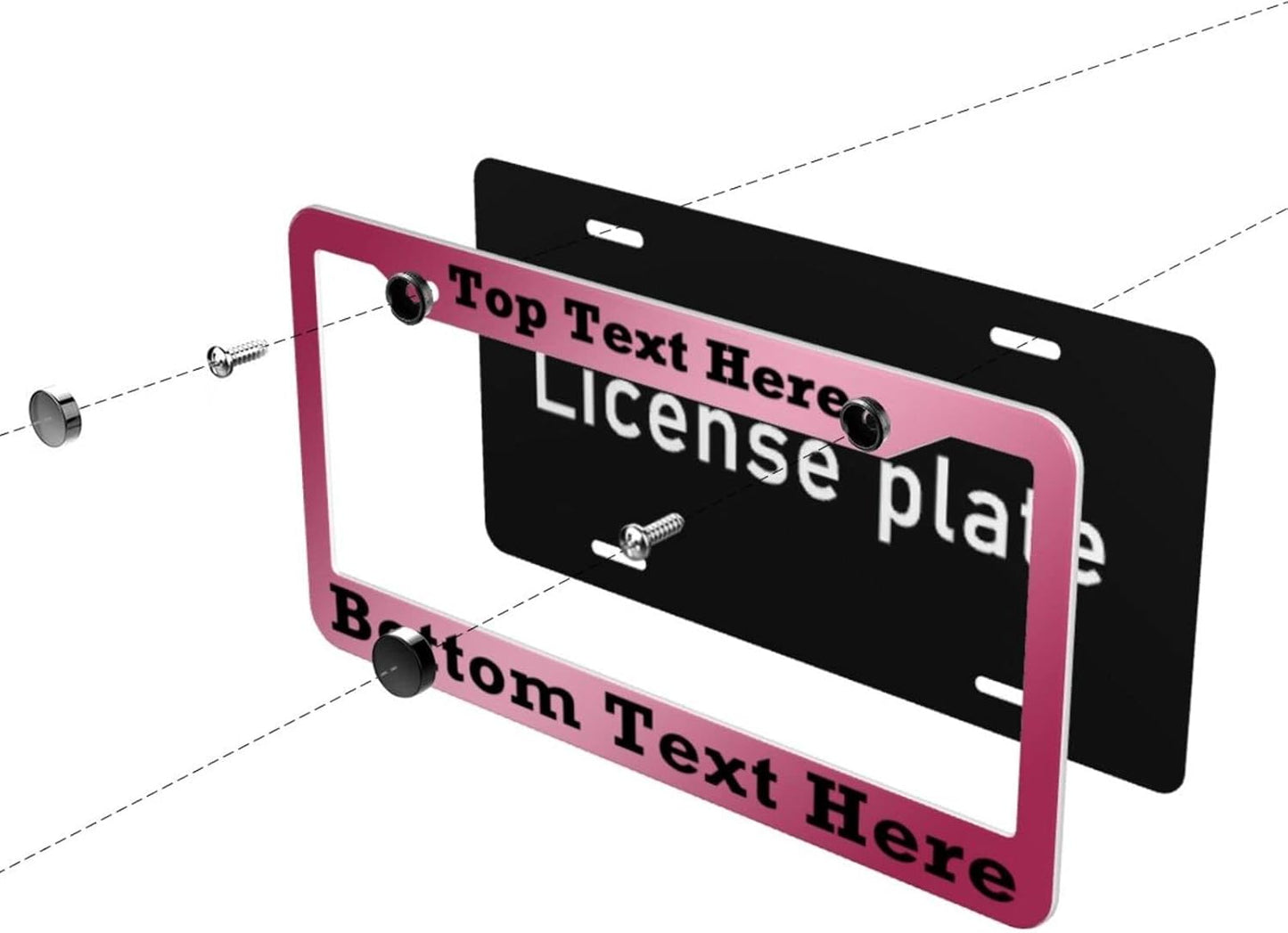 2 Packs Custom License Plate Frame Personalized Car Tag Frame with Screw Caps,2 Holes,12"x6",Style 2