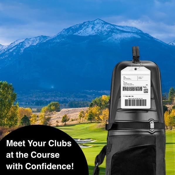 Golf Bag Luggage Tag - Extra Large 9" x 6", Waterproof Plastic Zipper Pouch, PVC Tags for Golf Bag - Sealable Label Holder (2)