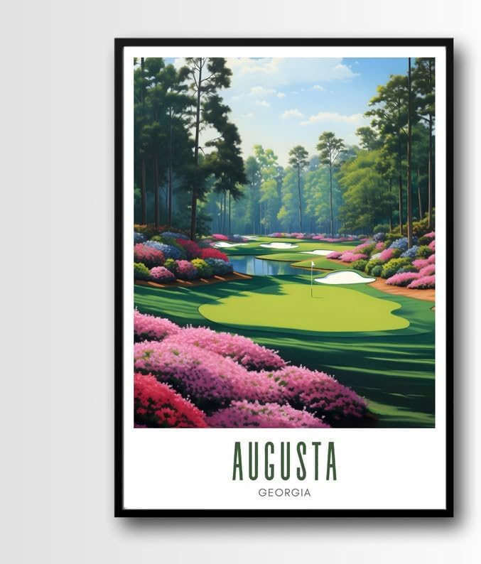 Augusta National Golf Wall Art Poster, Georgia Masters Scenic Print for Living Room or Office, Vintage Floral Course Decor, Gift for Dad or Golf Fans (Unframed) (24x36)