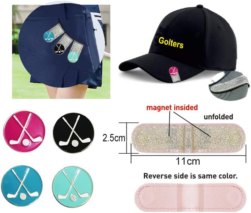 Glitering PVC Golf Hat Clip with Ball Marker (2 Hat Clip and Golf Ball Markers)