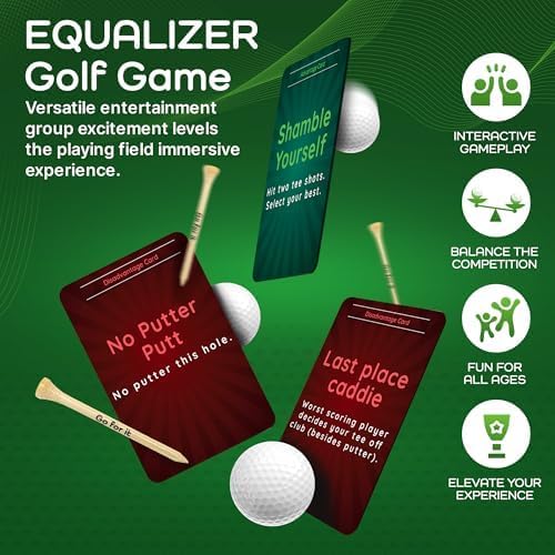 EqualizerPLUS: On-Course Golf Card Game, Interactive Fun for Every Hole, Skill-Level Equalizing Cards, Elevate Your Golf Experience, Ideal for Golfers of All Skill Levels (50 Cards)