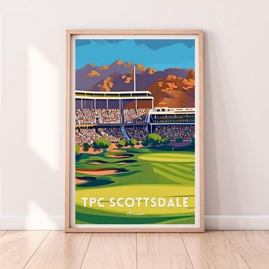 Nationcog TPC Scottsdale Golf Wall Art Poster, Arizona Desert Golf Course Print for Office or Bedroom, Vintage Sports Decor for Men, Unique Dad or Husband Gift Idea (Unframed) (12x18)