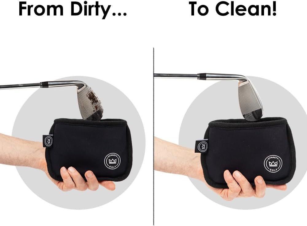 Golf Club Cleaner for Golf Bag - Golf Ball Cleaner Pouch - Waterproof Inside and Dry Outside - Golf Club Brush and Groove Cleaner in One - Golf Ball Washer - Golf Club Bag Accessories