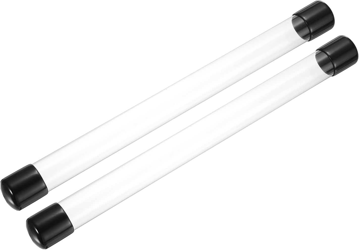 PATIKIL Clear Rigid Tube Round Plastic Tubing with Black Rubber Caps Polycarbonate Water Pipe, 305mm/ 12 Inch Length, 18mmx20mm/0.71"x0.79", 2 Set