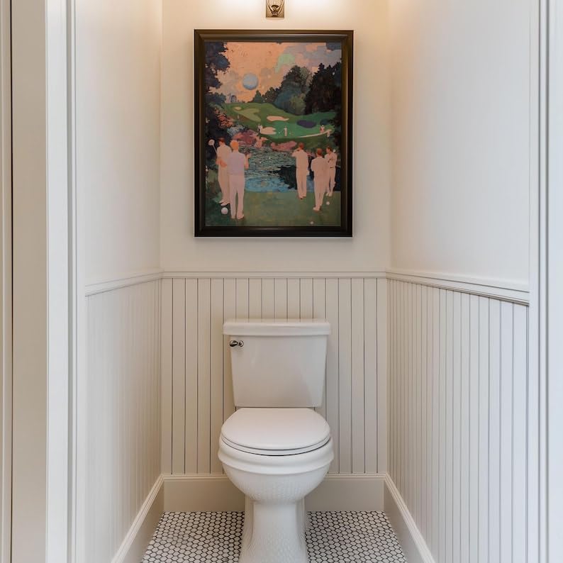 Nationcog Retro Golf Oil Painting Wall Art, Vintage Abstract Sports Print for Bar, Office or Game Room Decor, Masters Course Golfer Artwork with Tee Time Theme (Unframed) (16x24)