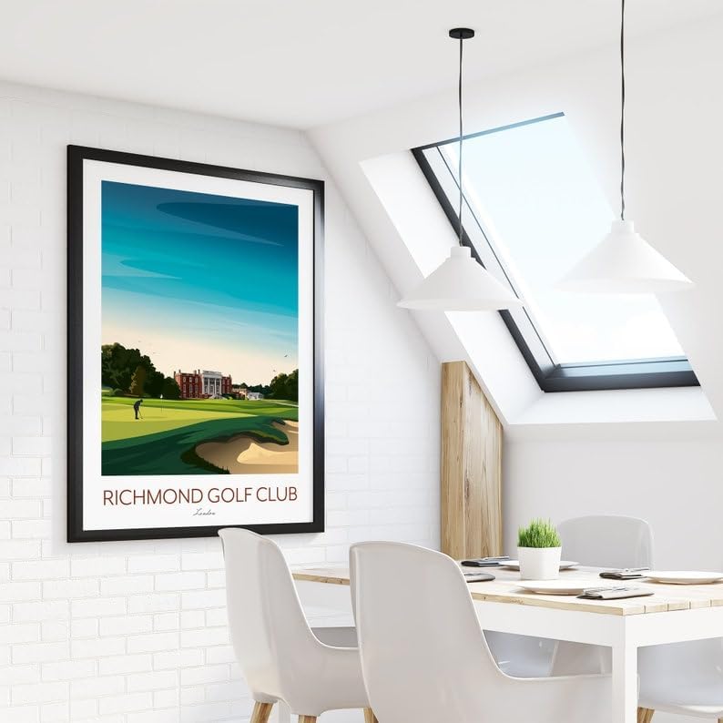 Richmond Golf Club Print - London Golf Course, Richmond Golf Club Poster, London Golf Course Print, Golf Art Wall Decor, Golf Landscape Illustration (Unframed) (24x36)