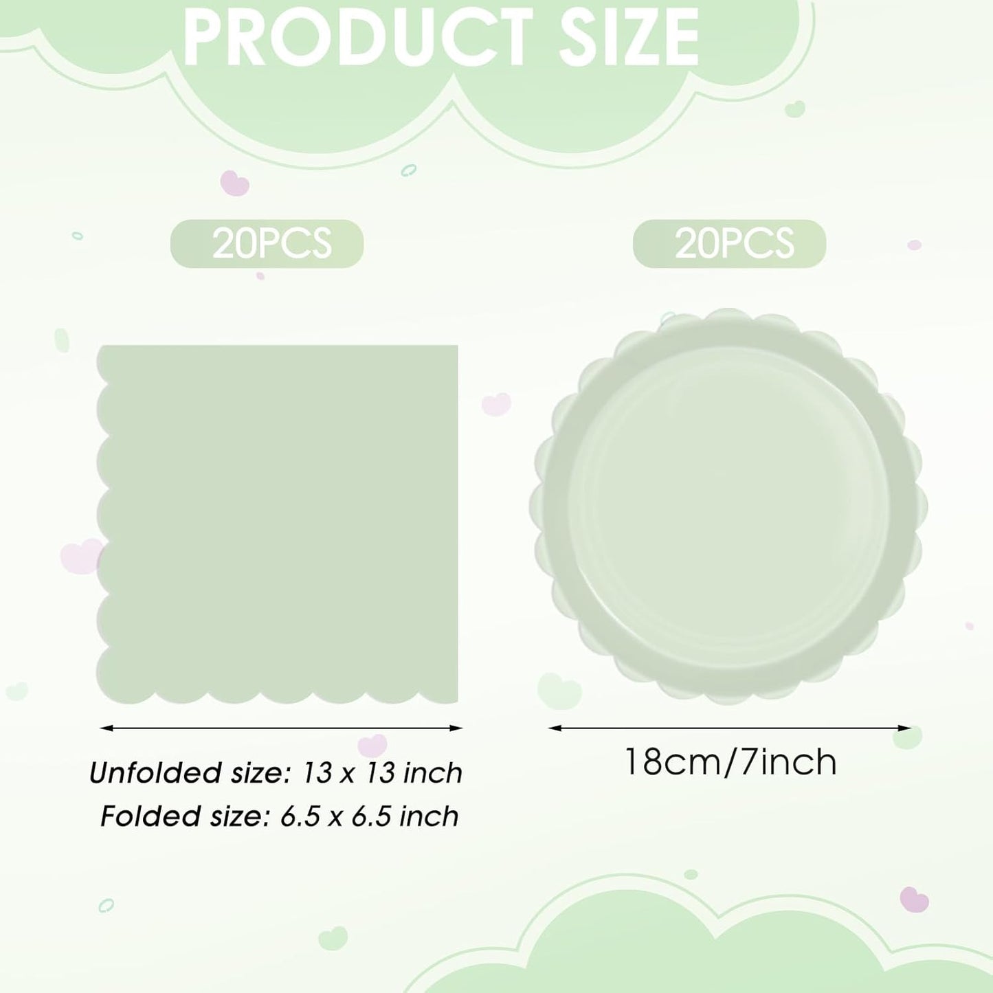 40 PCS Sage Green Party Decorations Birthday Party Disposable Tableware Party Favors Sage Green Plates and Napkins Party Supplies for Birthday Wedding Bridal Baby Shower Serve 20