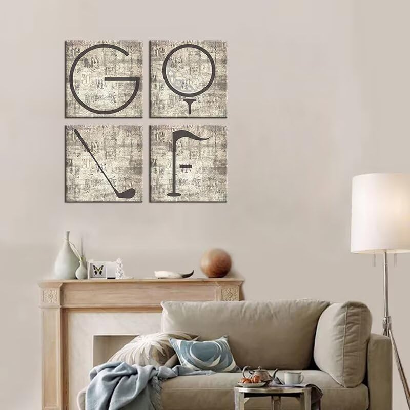 Pankila Golf Canvas Wall Art Golf Pictures Canvas Prints Golf Wall Decor for Living Room Bedroom Bathroom Club Gym Home Decorations Painting Framed Artwork Ready to Hang (20''W x 20''H x 4)