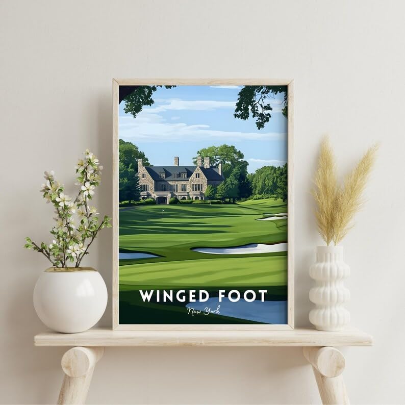 Nationcog Winged Foot Golf Wall Art Print, Classic New York Course Poster for Office or Home, Vintage Decor for Men, Thoughtful Gift for Dad or Husband, Timeless Golf Art (Unframed) (20x30)