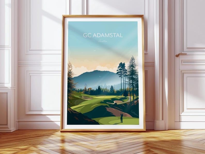 Nationcog Adamstal Golf Print - Austria - European Golf Course, GC Adamstal Golf Course Poster, Austria Golf Art, Mountain Golf Landscape, Scenic Golf Course Print (Unframed) (24x36)