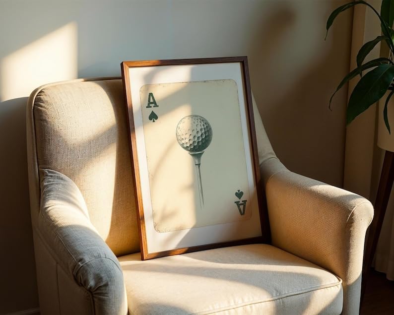 Nationcog Vintage Golf Playing Card Wall Art, Retro Ace of Spades Sports Print for Bar, Office or Game Room Decor, Classic Golfer Poster with Tee Time Theme (Unframed) (27x40)