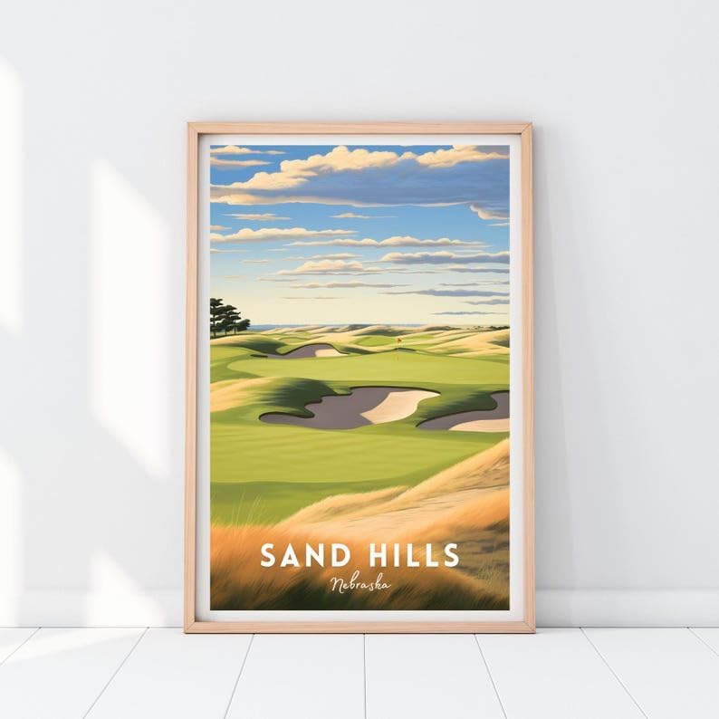 Nationcog Sand Hills Golf Wall Art, Nebraska Prairie Landscape Print for Office or Bedroom, Rustic Golf Decor for Men, Unique Gift for Dad, Husband, or Golf Enthusiasts (Unframed) (24x36)