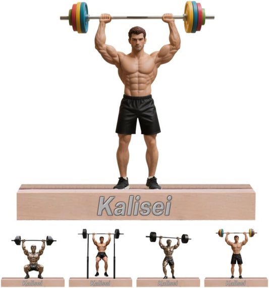 Personalized Fitness Muscle Man Ornaments for Bedroom Office Sport Room Custom Name Figurine Sign Plaque Fitness Dumbbells Athlete Acrylic Plaque Home Decor Gift for Men Women Sport Lover