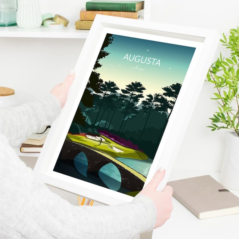 Golf Gift - Augusta Masters Golf Print - 12th Hole Amen Corner, Augusta National Golf Poster, Georgia Golf Course Art, Masters Tournament Print (Unframed) (9x11)