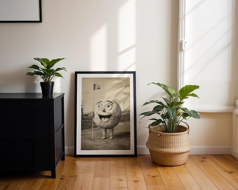 Nationcog Vintage Black and White Golf Wall Art, Retro Sports Photography Print for Bar, Office or Game Room Decor, Classic Golfer Artwork Gift for Dad (Unframed) (20x30)