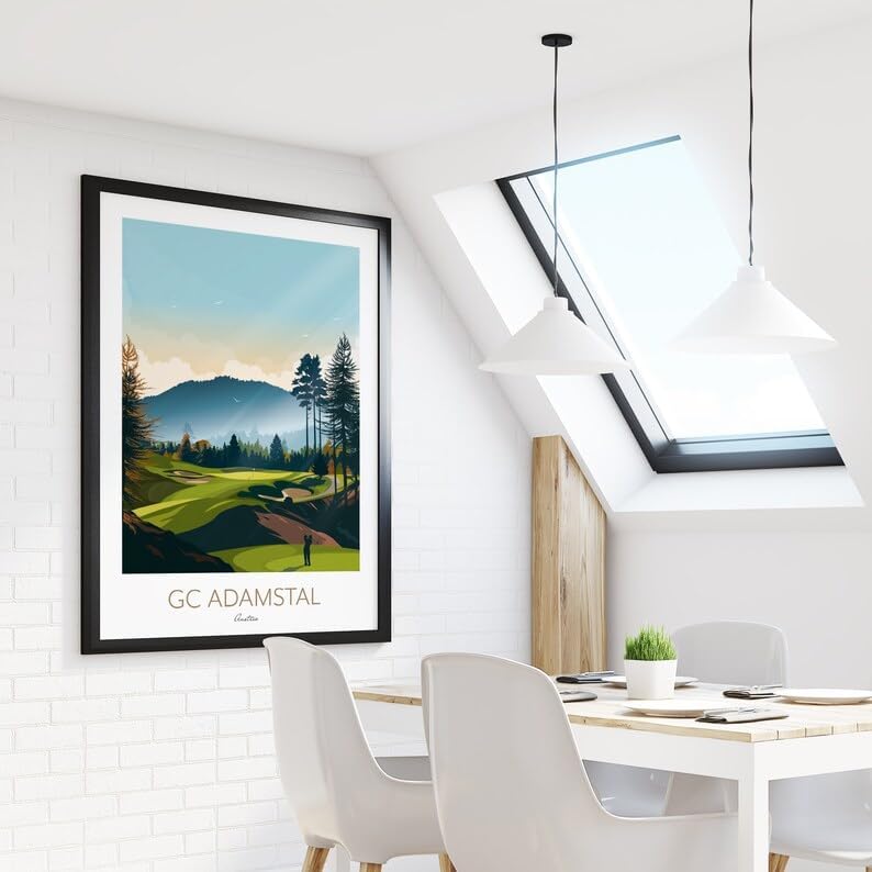 Nationcog GC Adamstal Golf Print - Austria - PGA Tour Golf; Mountain Golf Art; Golf Landscape Illustration; Golfer Gift; Modern Golf Artwork; Scenic Golf Painting (Unframed) (27x40)