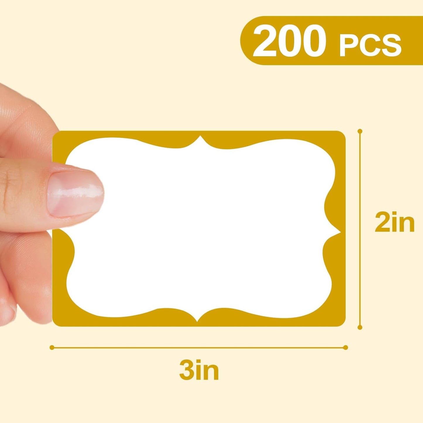 Gold Name Tags,2"x 3" Name Tag Stickers with Gold Border 200 Pcs Adhesive Name Tags Sticker Name Badges Labels for School, Office, Home, Party, Conferences, New Year