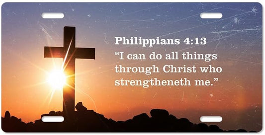 Unique Vanity License Plates | 16 Individual Designs | 3 Sizes (Automobile, Golf Cart, Motorcycle/Bike) | Made in U.S.A. | Custom Car Tags (Philippians 4:13, Golf Cart (7" x 4"))